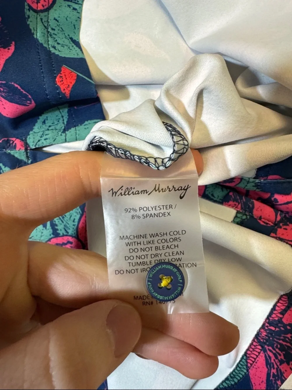 William Murray mens M Medium pink floral performance golf polo shirt EUC - Picture 4 of 5